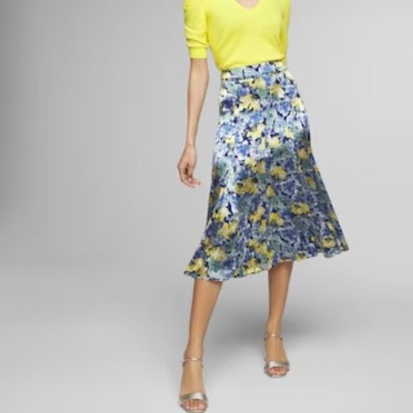 WHBM Silk Burnout Midi Skirt NWT - Picture 4 of 6